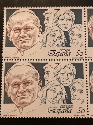 España 1989 bloque 4 sellos Juan Pablo II