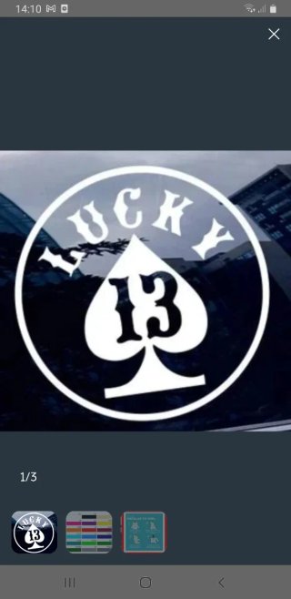 Pegatina Lucky 13 Blanca