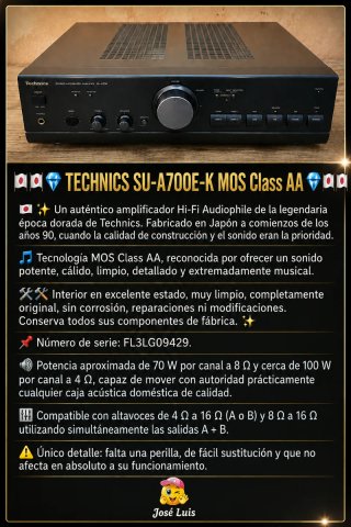 Amplificador Integrado Technics SU-A700 Negro