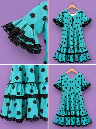 Traje Flamenca niña Canastero Verde Agua Talla 10