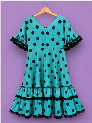 Traje Flamenca niña Canastero Verde Agua Talla 10