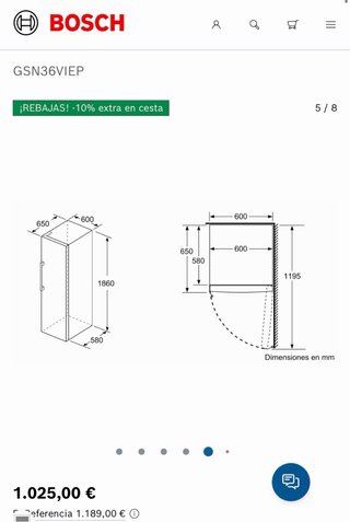 Congelador Bosch Serie 4 GSN36VIEP