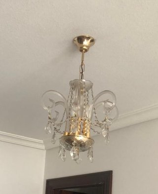 Lámpara Techo Cristal Lágrimas Dorada