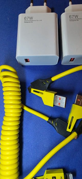 Set 2 Caricabatterie 67W + 2 Cavi USB-C Lightning
