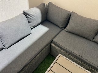 Conjunto de jardín beige/gris y fundas de calidad