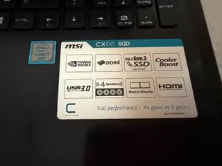 MSI CX62 6QD i7 8GB RAM SSD Portátil