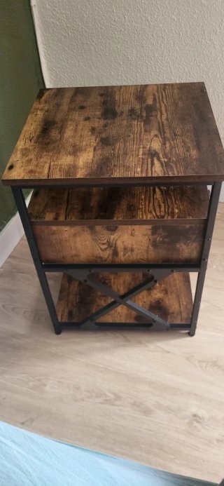 2 Mesitas de noche industrial madera y metal