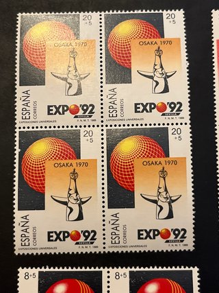 España 1989 Expo92 Sevilla 4 bloques de 4 sellos