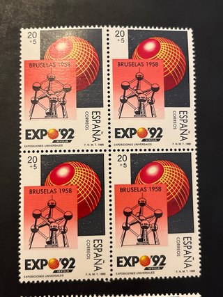 España 1989 Expo92 Sevilla 4 bloques de 4 sellos