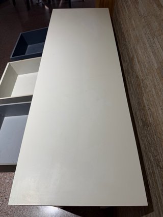 Tavolo consolle in legno bianco con 3 cassetti