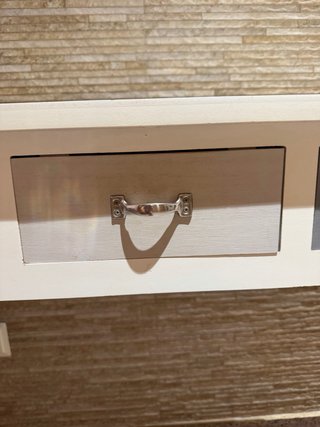Tavolo consolle in legno bianco con 3 cassetti