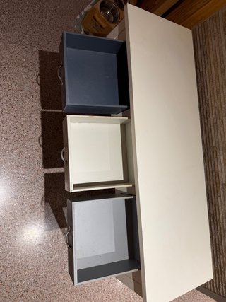 Tavolo consolle in legno bianco con 3 cassetti