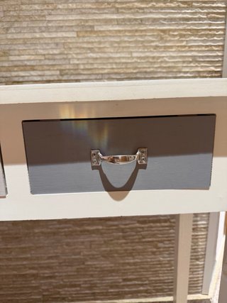 Tavolo consolle in legno bianco con 3 cassetti