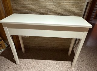 Tavolo consolle in legno bianco con 3 cassetti