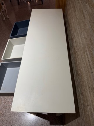 Tavolo consolle in legno bianco con 3 cassetti
