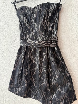 Vestido corto encaje negro BLANCO
