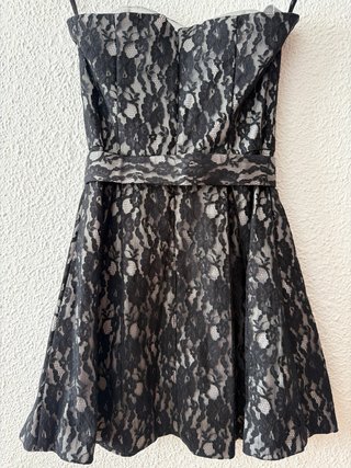 Vestido corto encaje negro BLANCO
