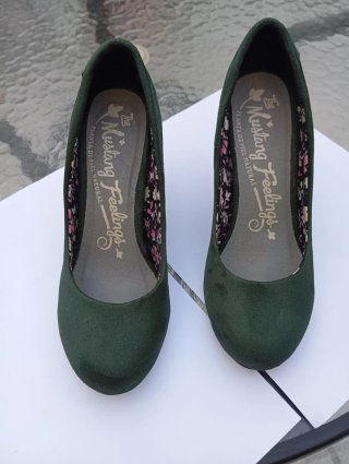 Zapatos Mustang Tacon Verde Talla 37