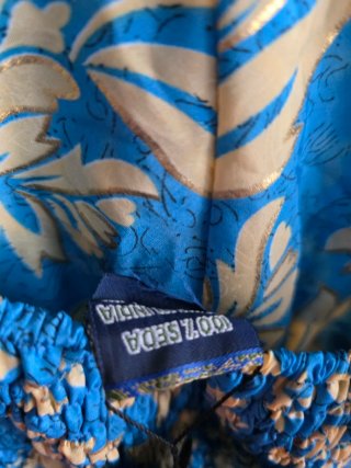 Abito lungo floreale blu e beige
