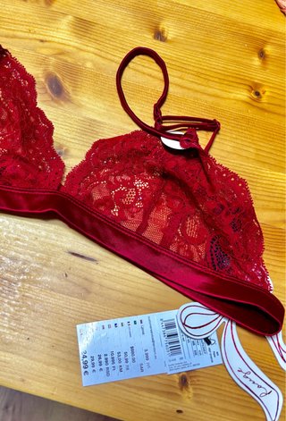 Sujetador Triángulo Encaje Rojo Sexy