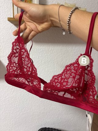 Sujetador Triángulo Encaje Rojo Sexy