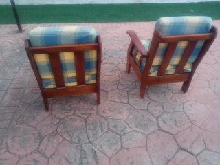 2 Butacas Cómodas Madera y Tela
