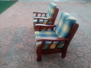 2 Butacas Cómodas Madera y Tela