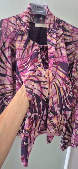 Blusa viola manica lunga con fiocco