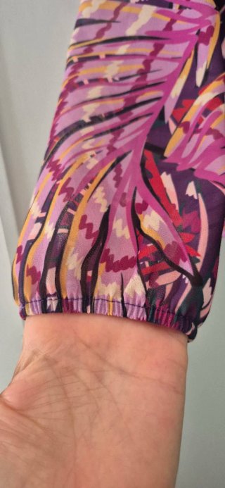 Blusa viola manica lunga con fiocco