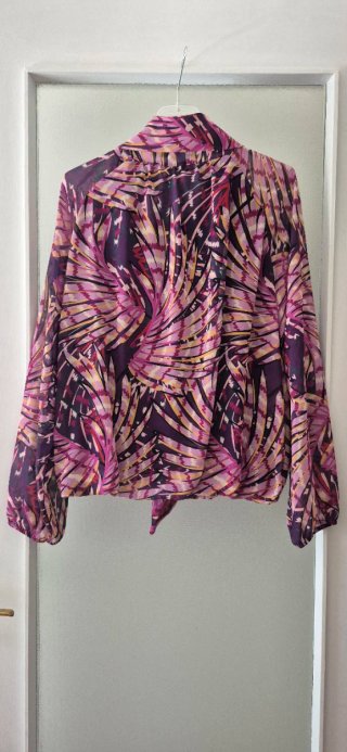 Blusa viola manica lunga con fiocco