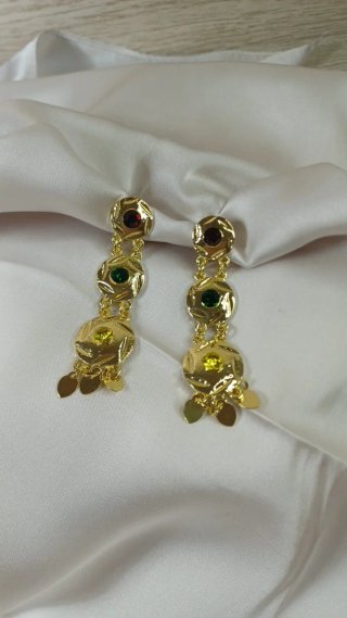 Pendientes Semáforo Oro 18k Vintage