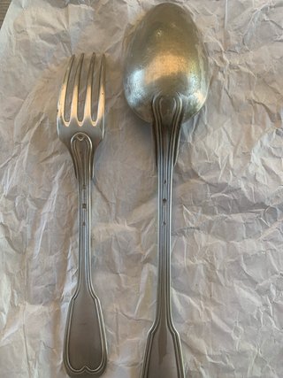 Vendo 9 tenedores y cucharón de Christofle