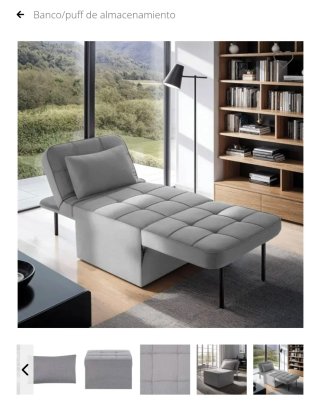 Puff / Sillón convertible 3 en 1 gris