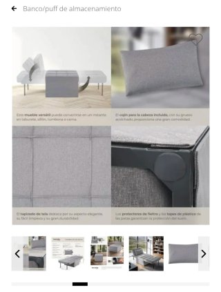 Puff / Sillón convertible 3 en 1 gris
