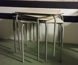 Mesa alta tipo bar madera y metal