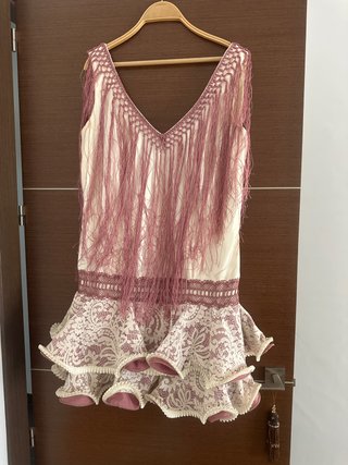 Vestido Flamenco Corto Beige/Rosa Talla 40/42