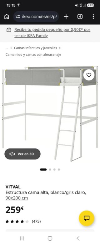 Litera Ikea alta con barreras de seguridad