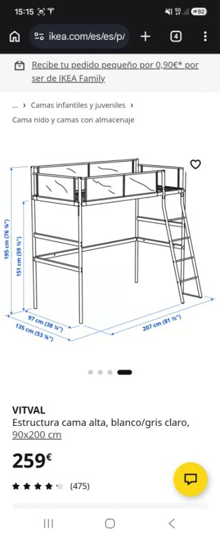 Litera Ikea alta con barreras de seguridad