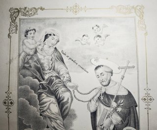 Litografia 1872 Madonna Rosario Bari San Domenico