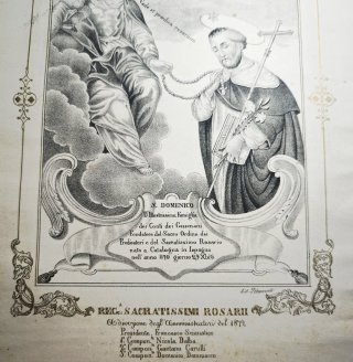 Litografia 1872 Madonna Rosario Bari San Domenico