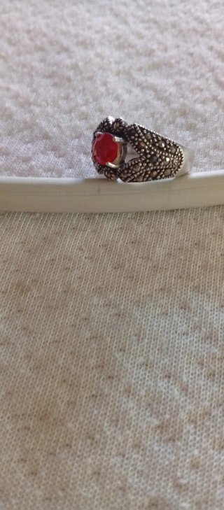 Anillo Plata 925 con Piedra Roja