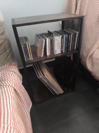 VASAGLE Mueble Tocadiscos Negro/Marrón