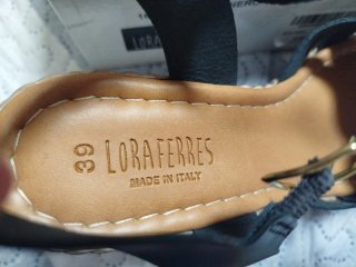 Sandalias Lora Ferri Talla 39 Cuña Negra Marrón