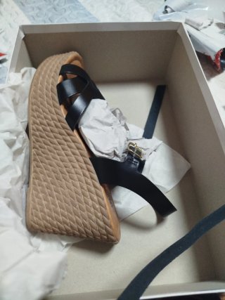 Sandalias Lora Ferri Talla 39 Cuña Negra Marrón