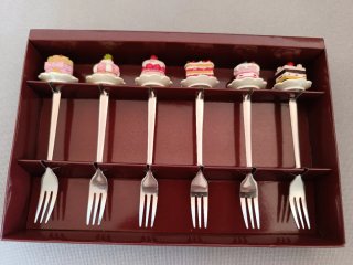 Set 6 Tenedores Postre Mini Pasteles