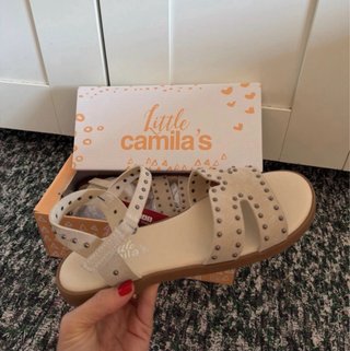 Sandalias Beige/suave Cuero Ante y Tachuelas 39