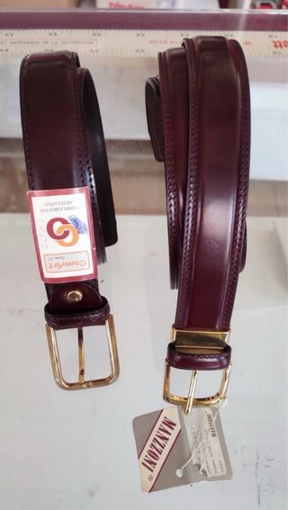 Cinturón Manzoni nuevo piel marrón y dorado
