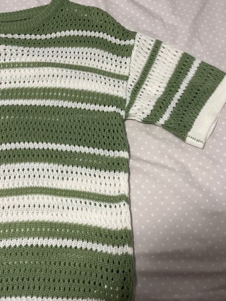 Jersey de punto rayas verde y blanco