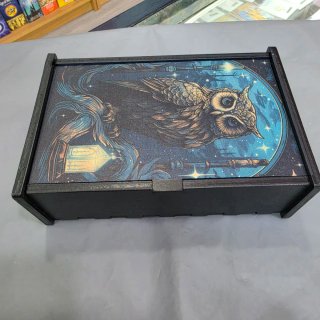 Caja de madera decorada con búho