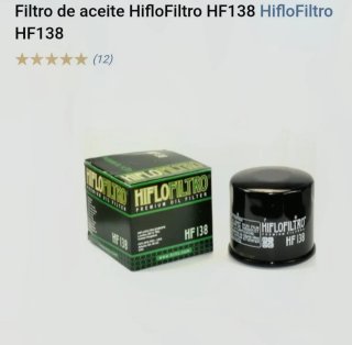Filtro Aceite HifloFiltro HF138 Moto